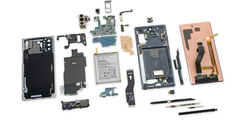 Разобранный Galaxy Note10+ 5G. Фото: iFixit