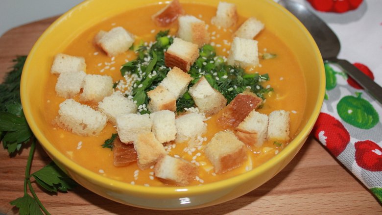 Суп-пюре с сухариками, пошаговый рецепт на ккал, фото, ингредиенты - Марина