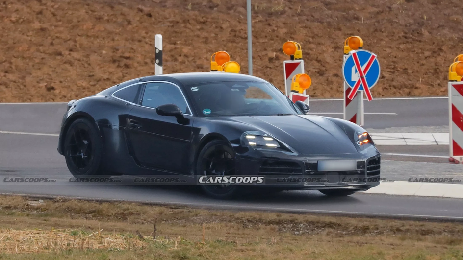 Электрический Porsche 718 Cayman попал в объектив фотошпионам во время испытаний