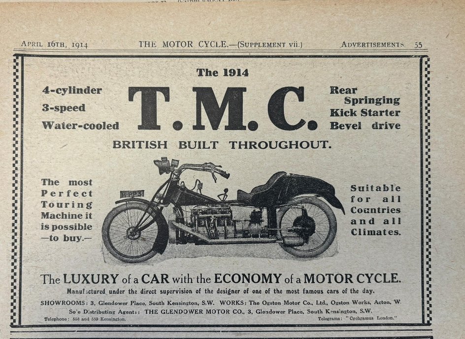 Мотоцикл Wilkinson TMC Four 1913 года