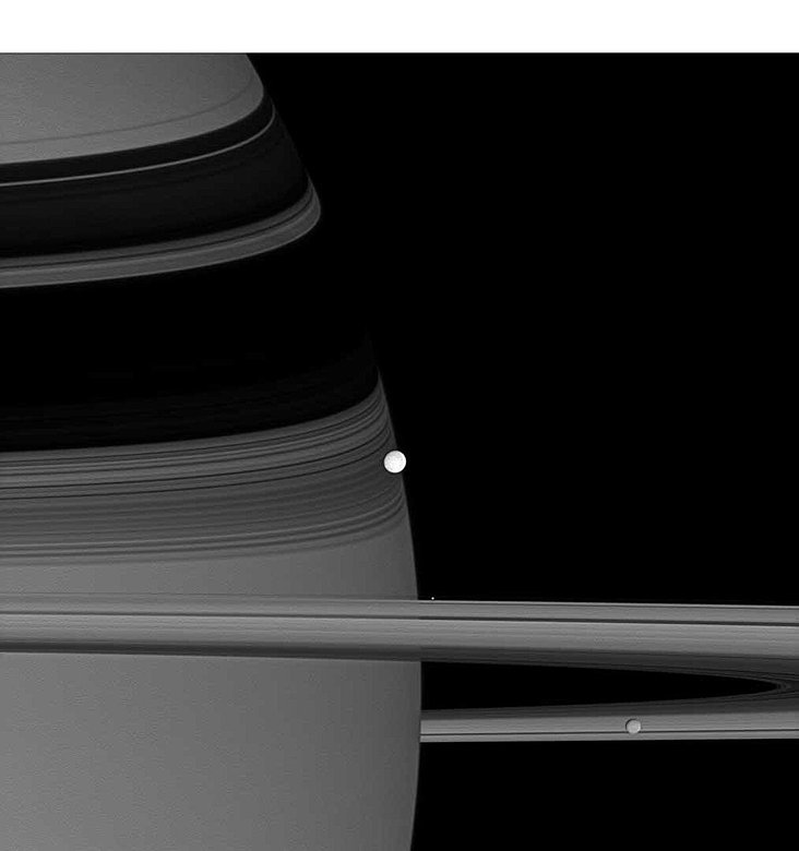 Фото трех лун Сатруна сделаны зондом «Кассини». Источник: NASA
