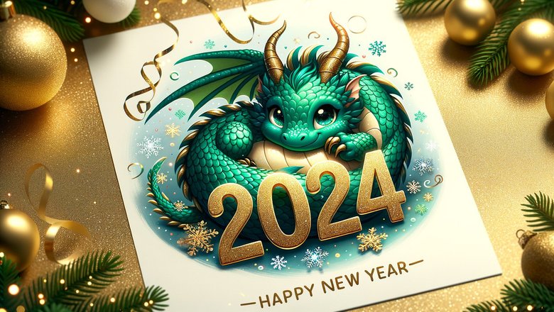 Открытка «С Новым годом! 2024», дракон 12 × 18 см