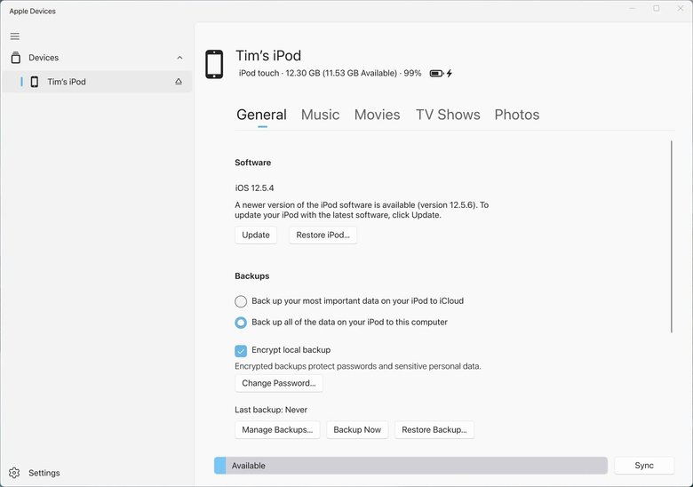 Интерфейс Apple Devices для Windows 11. Источник: 9to5mac