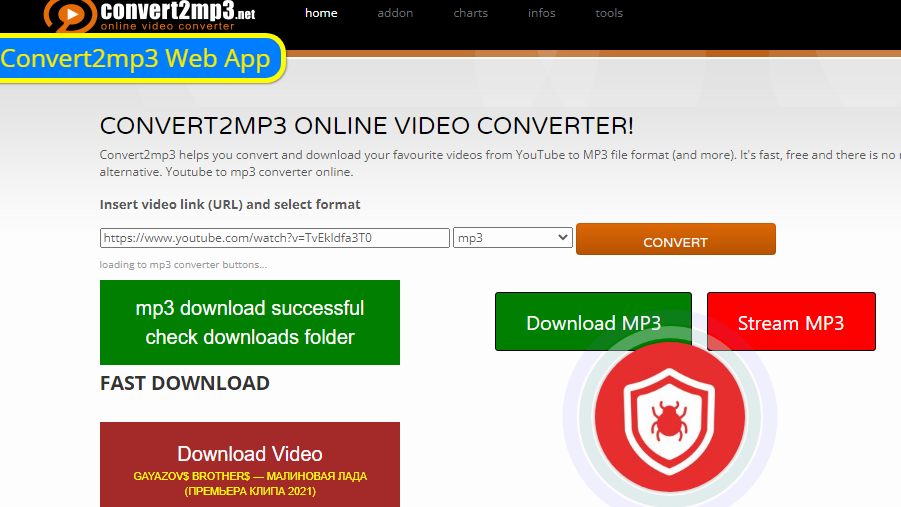 Скриншот сервиса Converter 2mp3