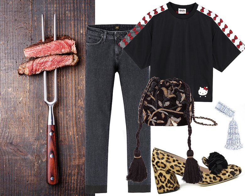 Джинсы Lee; футболка Hello Kitty x ASOS DESIGN; кольцо KoJewelry; сумка Springfield; туфли ALBERTO GOZZI Джинсы Lee; футболка Hello Kitty x ASOS DESIGN; кольцо KoJewelry; сумка Springfield; туфли ALBERTO GOZZI