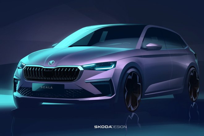 Эскизы обновленных Skoda Scala и Skoda Kamiq