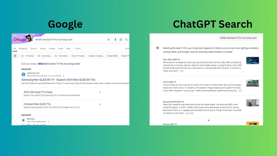 скриншот сравнения результатов работы Google и ChatGPT по пользовательскому опыту