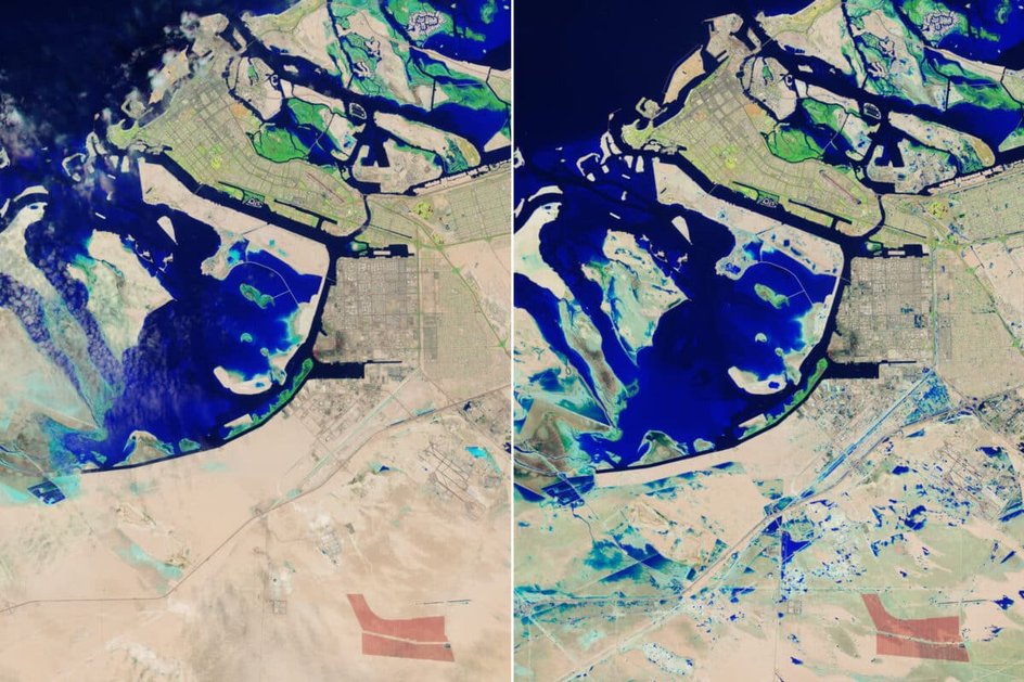 Абу-Даби до и после наводнения