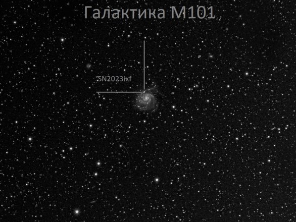 Вспышка сверхновой SN 2023ixf в галактике М101, которую засняли участники Астрономического сообщества БФУ им. И. Канта