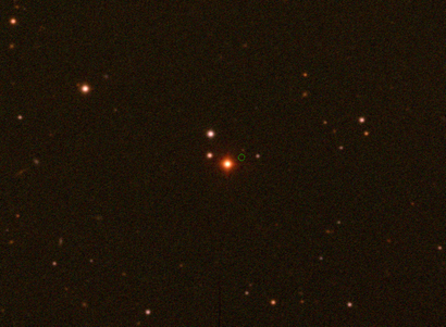 Вольф 359 (слева) Проксима Центавра (справа), зеленым показано положение звезд, если смотреть на них с «Новых горизонтов». Фото: NASA