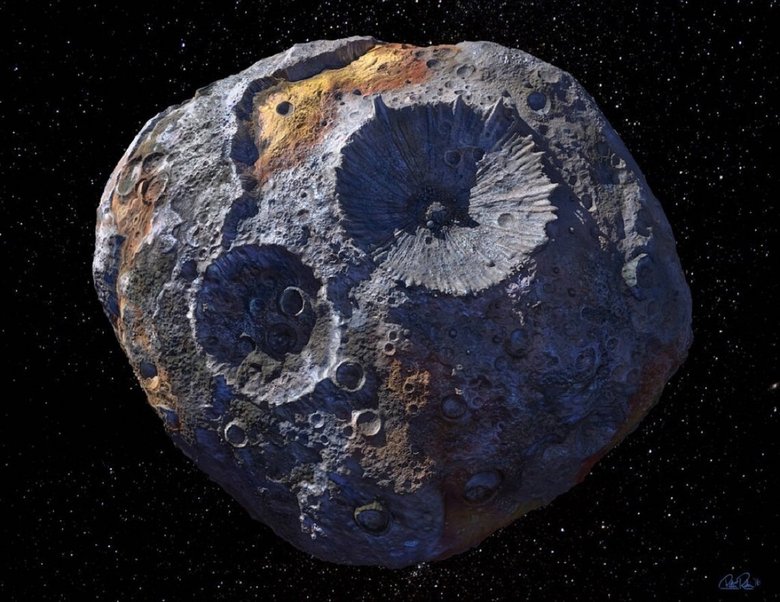 Художественный концепт астероида Психея. Фото: Maxar / ASU / P.Rubin / NASA