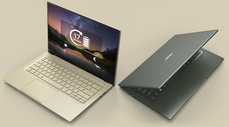 Ноутбук представлен в двух цветах: «туманный зеленый» (Mist Green) и «золотистый сафари». Фото: Acer