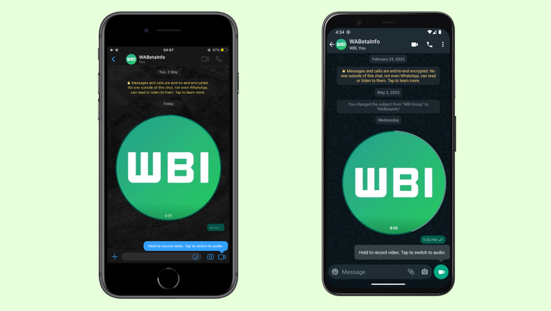 Так выглядят «кружки» в WhatsApp.Фото: WABetaInfo