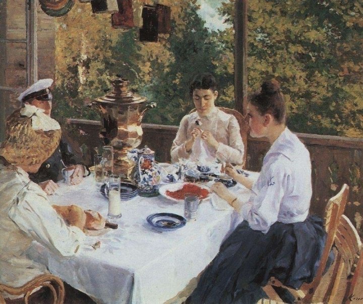 Русское чаепитие на картинах художников
