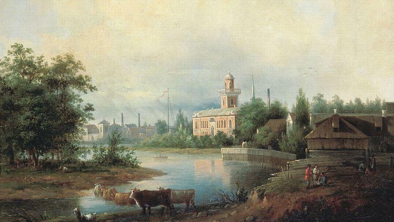 Картина Ивана Иванова «Пейзаж с рекой. Екатерингоф», 1844 год