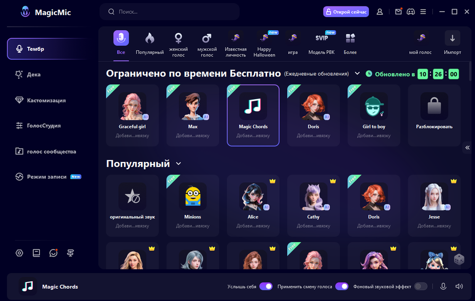 Скриншот окна программы Magic Mic