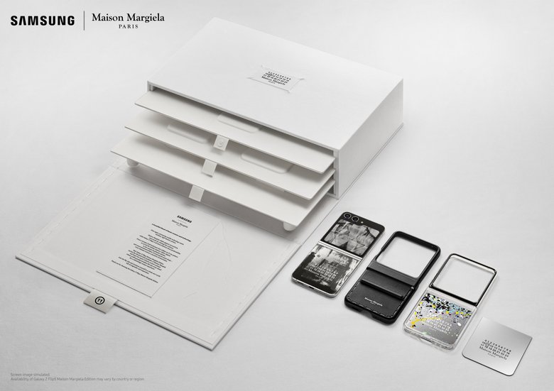 Galaxy Z Flip5 Maison Margiela Edition упакован в огромную коробку. Фото: Samsung