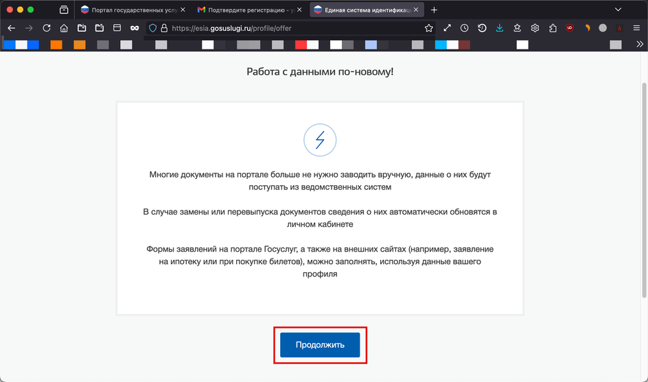 Скриншот страницы сайта Госуслуги с окном предупреждения