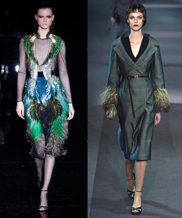 Показ коллекций Gucci (слева) и Louis Vuitton