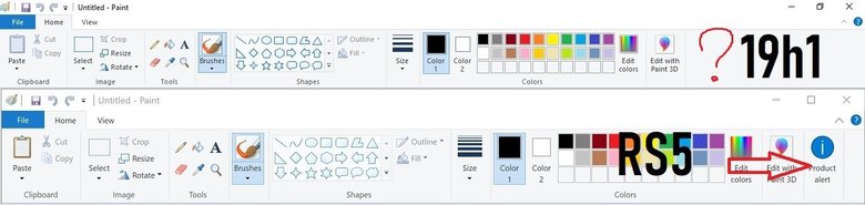 Сравнение Paint из последней беты Windows 10 и обычной версии приложения