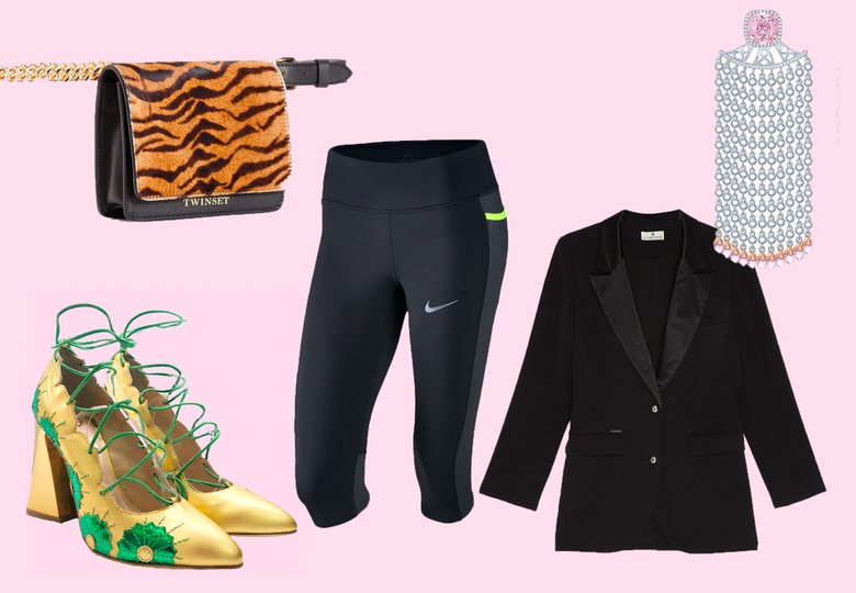 Бриджи Nike; сумка TWINSET; туфли Polina Magiy; жакет LAROOM (aizel.ru); серьги KoJewelry