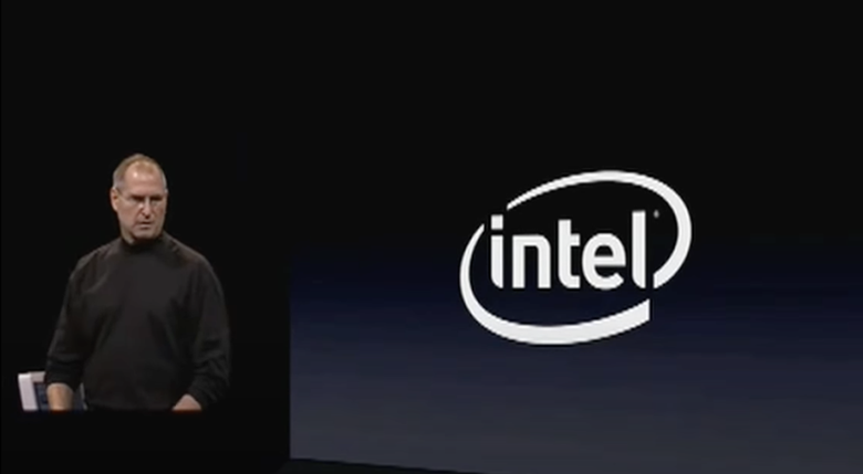 Фрагмент из презентации первого Mac на Intel 