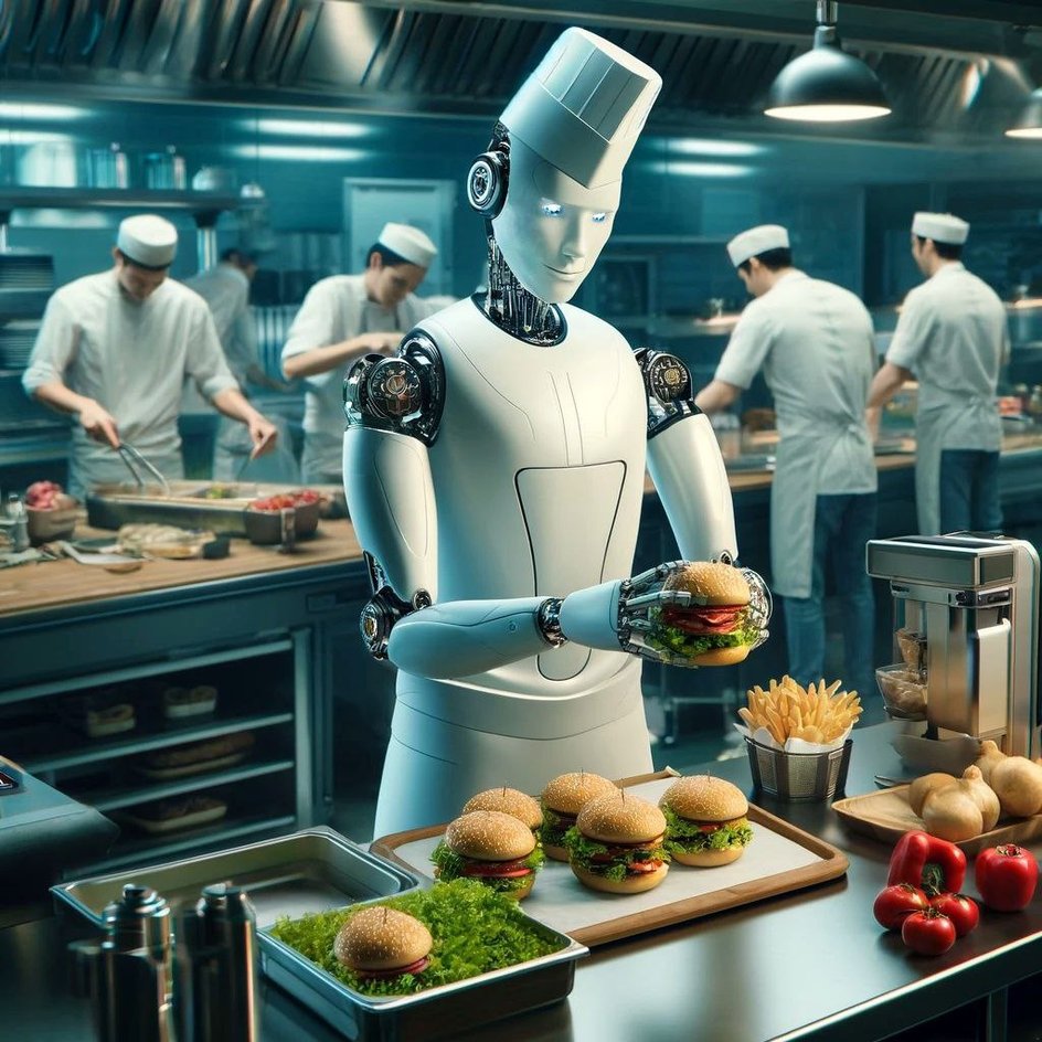 Робот-повар на кухне ресторана быстрого питания