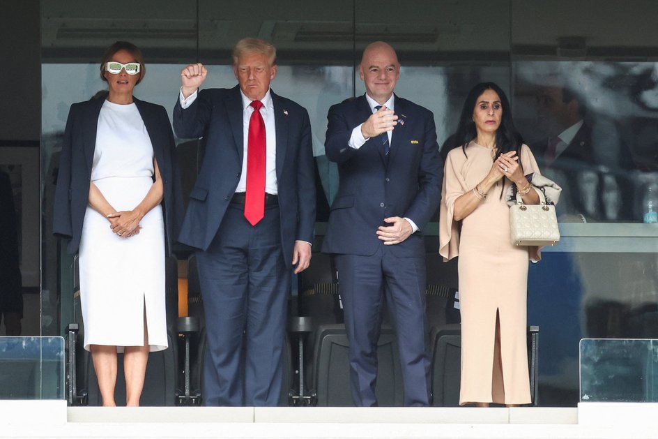 Мелания Трамп, Дональд Трамп, Джанни Инфантино с женой Мелания Трамп, Дональд Трамп, Джанни Инфантино с женой