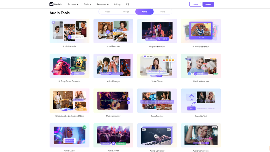 Интерфейс в Media.io Интерфейс в Media.io
