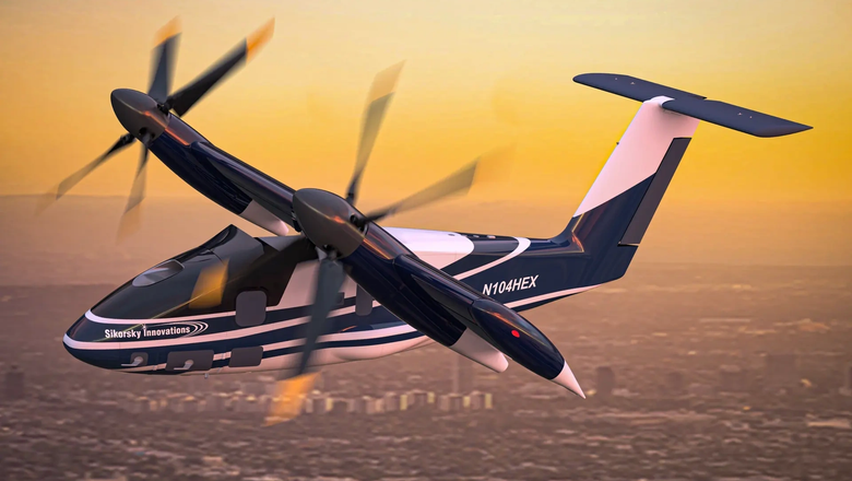 Художественная концепция самолета Sikorsky HEX/VTOL с наклоняемым крылом.