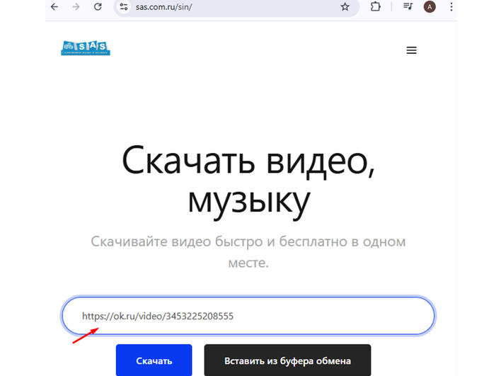 Открытая вкладка SAS.com с вставленной ссылкой Открытая вкладка SAS.com с вставленной ссылкой