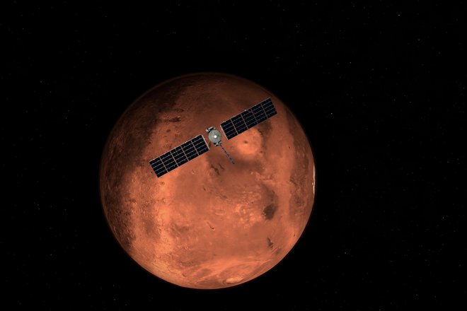 Представление о пролете Europa Clipper рядом с Марсом Представление о пролете Europa Clipper рядом с Марсом