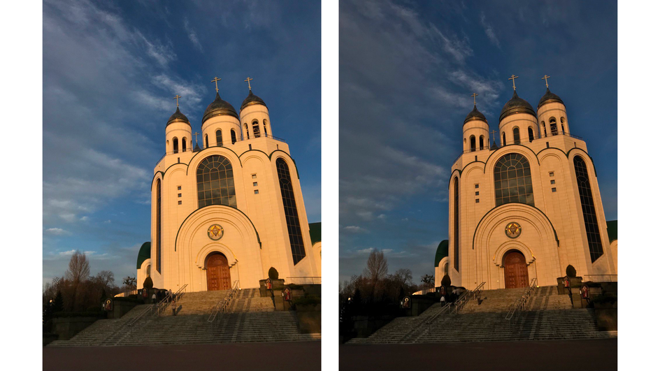 Две фотографии, одна из которых сделана в режиме HDR