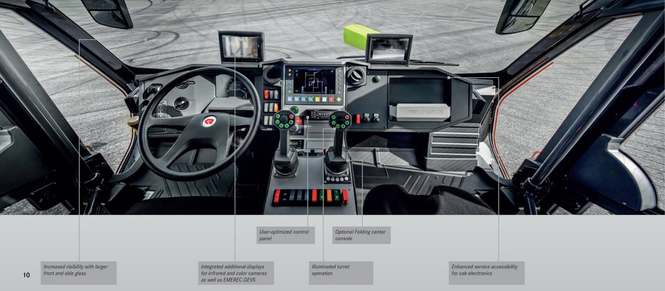 Кабина Panther 6×6 Electric - центр управления всеми опциями пожарной машины