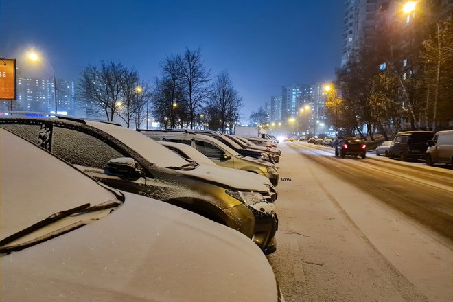 Парковка, снегопад