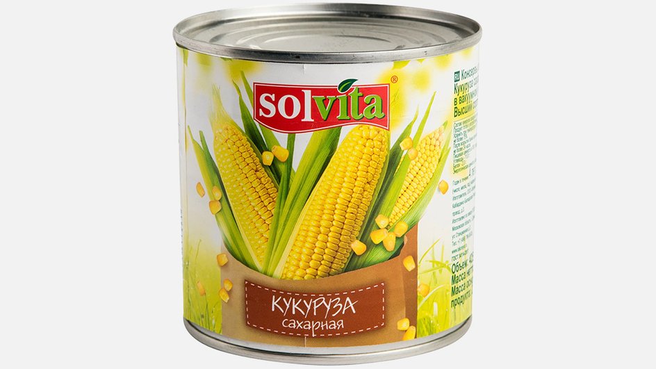 Консервы овощные. Кукуруза сахарная, в зернах, в вакуумной упаковке, высший сорт, стерилизованная Solvita Консервы овощные. Кукуруза сахарная, в зернах, в вакуумной упаковке, высший сорт, стерилизованная Solvita
