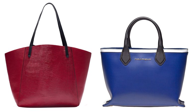 Слева: сумка-шопер Zara, 1999 руб.; справа: сумка-шопер Carlo Pazolini, 17 400 руб.