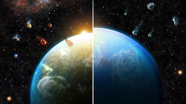 Планеты, которые формируются в присутствии массивных звезд (слева), получают большой поток радиоактивных элементов, которые способствуют дегидратации — удалению избыточной воды с поверхности. В противном случае образуются холодные океанические миры (справа). Фото: phys.org / Роджер Тибо