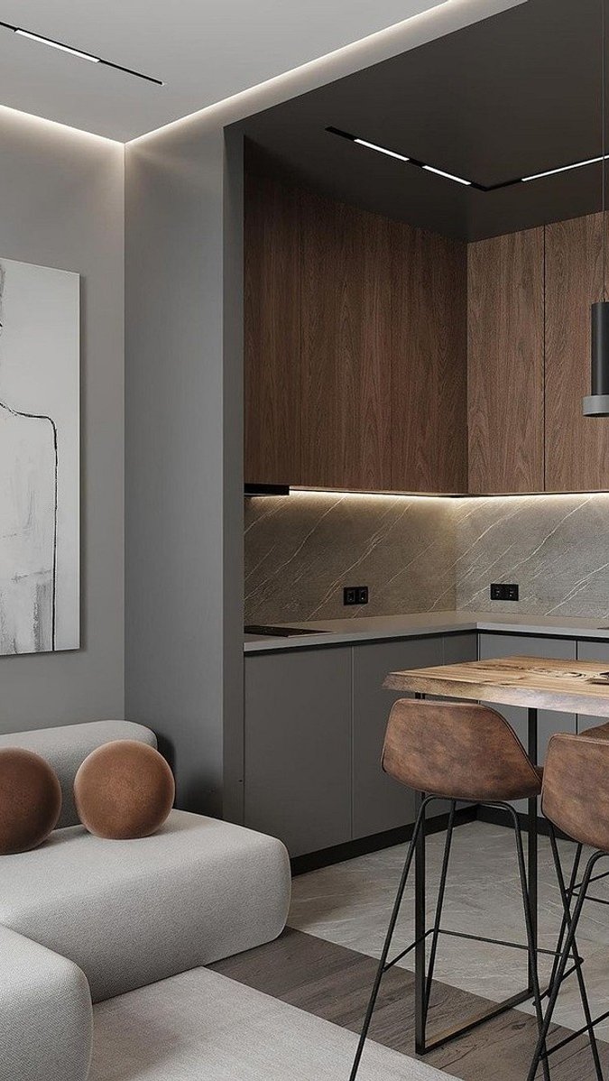 Дизайн кухни гостиной с угловым диваном (79 фото)