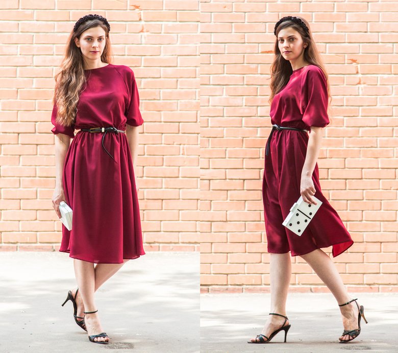 Образ от стилиста «Леди Mail.ru»: платье — 5300 руб./$154, ремень — 1520 руб./$44 (всё — LOVA); клатч и ободок — собственность стилиста; босоножки — собственность героини