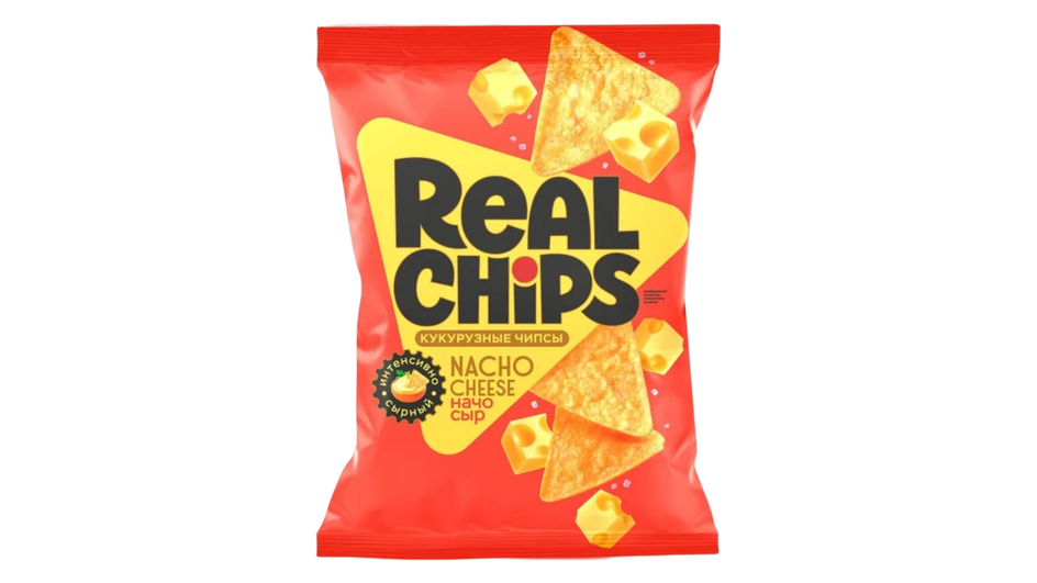 Чипсы начос фирмы REAL CHIPS серия Начо сыр Чипсы начос фирмы REAL CHIPS серия Начо сыр