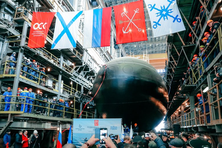 На Адмиралтейских верфях спущена на воду подводная лодка «Уфа» для Тихоокеанского флота / Пресс-служба Администрации Санкт-Петербурга