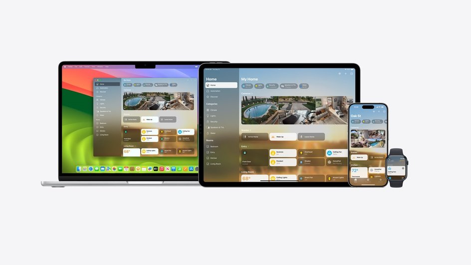 Скриншоты приложения Apple Home на разных гаджетах компании Apple