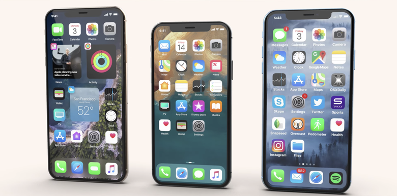Слева направо: iPhone 11 Pro Max, iPhone 11 Pro и iPhone 11. Фото: YouTube / EverythingApplePro
