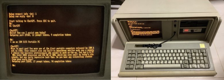 Так выглядит ChatGPT на IBM 5155. Фото: Йео Кхэн Мэн