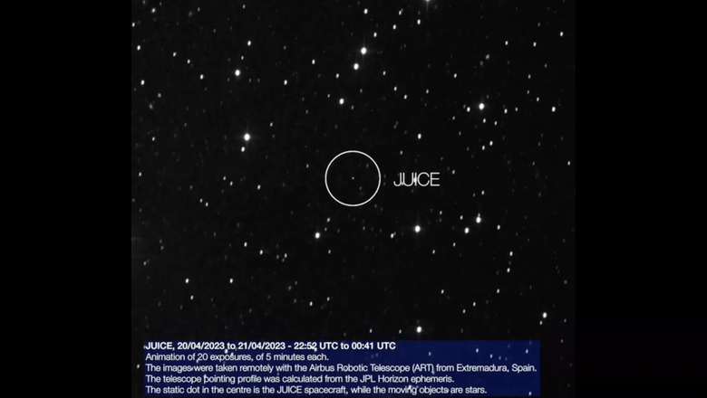 Телескоп Airbus Space заметил европейский космический аппарат JUICE Jupiter на расстоянии 1 миллиона миль (1,5 миллиона километров) от Земли. Фото: Airbus Space