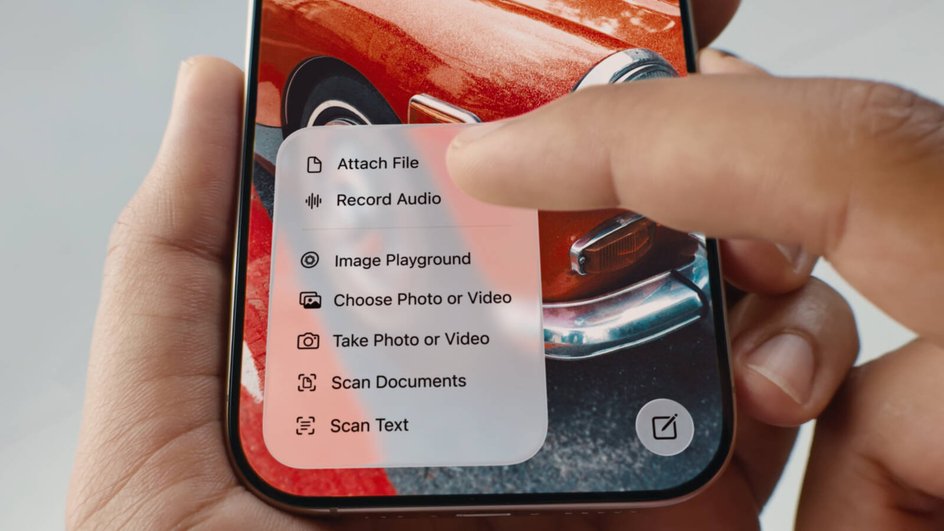 скриншот всплывающего меню iOS 26 скриншот всплывающего меню iOS 26