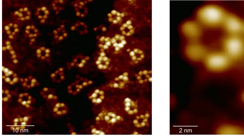 Снимок субмолекулярных связей с шестью атомами рубидия и одним атомом железа