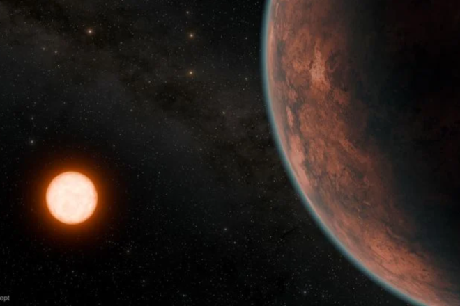 Художественная иллюстрация GJ 12 b и ее звезды