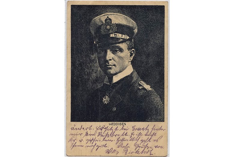 Отто Веддиген на германской открытке 1914 года. Изображение из коллекции Петра Каменченко